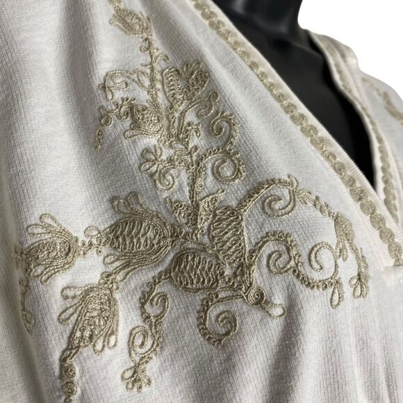 Lucky Brand Y2K Hoodie Women S/M Embroidered Boho V Neck Sweatshirt Beachy 2000s - Picture 6 of 16